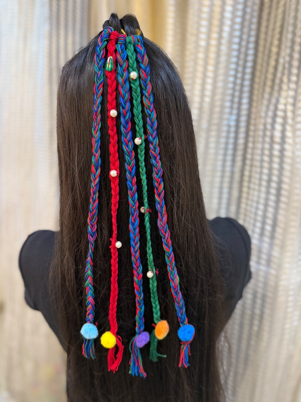 Rainbow Braid Set with Pom-Poms