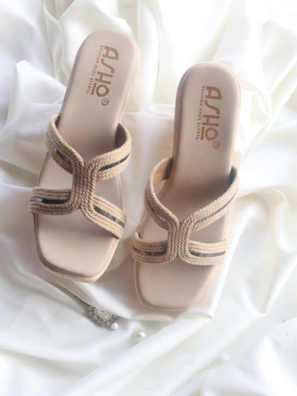 Beige Gleam Wedges